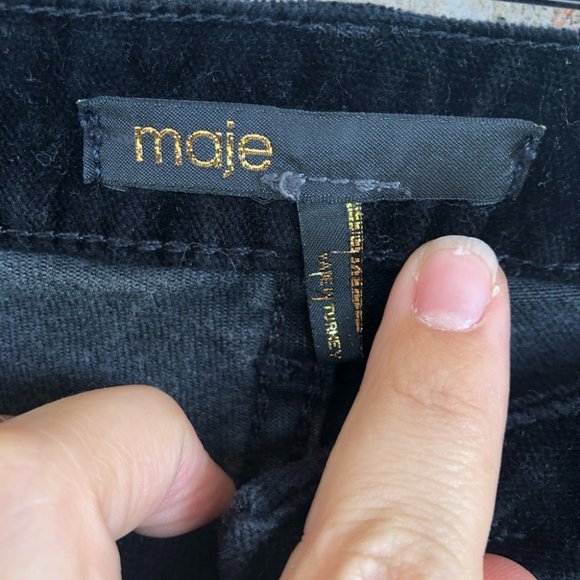 Maje Black Velvet Trim Pino Designer Skinny Jeans 24 - Picture 11 of 12